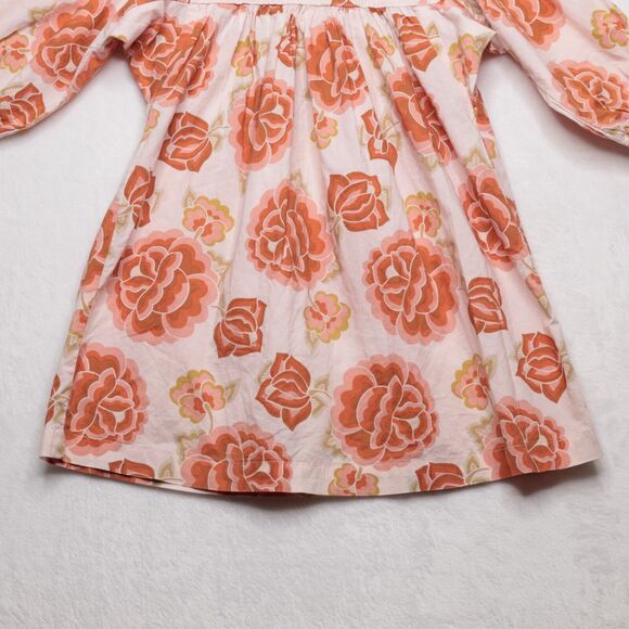 TEA Collection Fall Floral Cotton Poplin Square Neck Dress 3/4 Sleeve Girls 4 - Picture 3 of 5